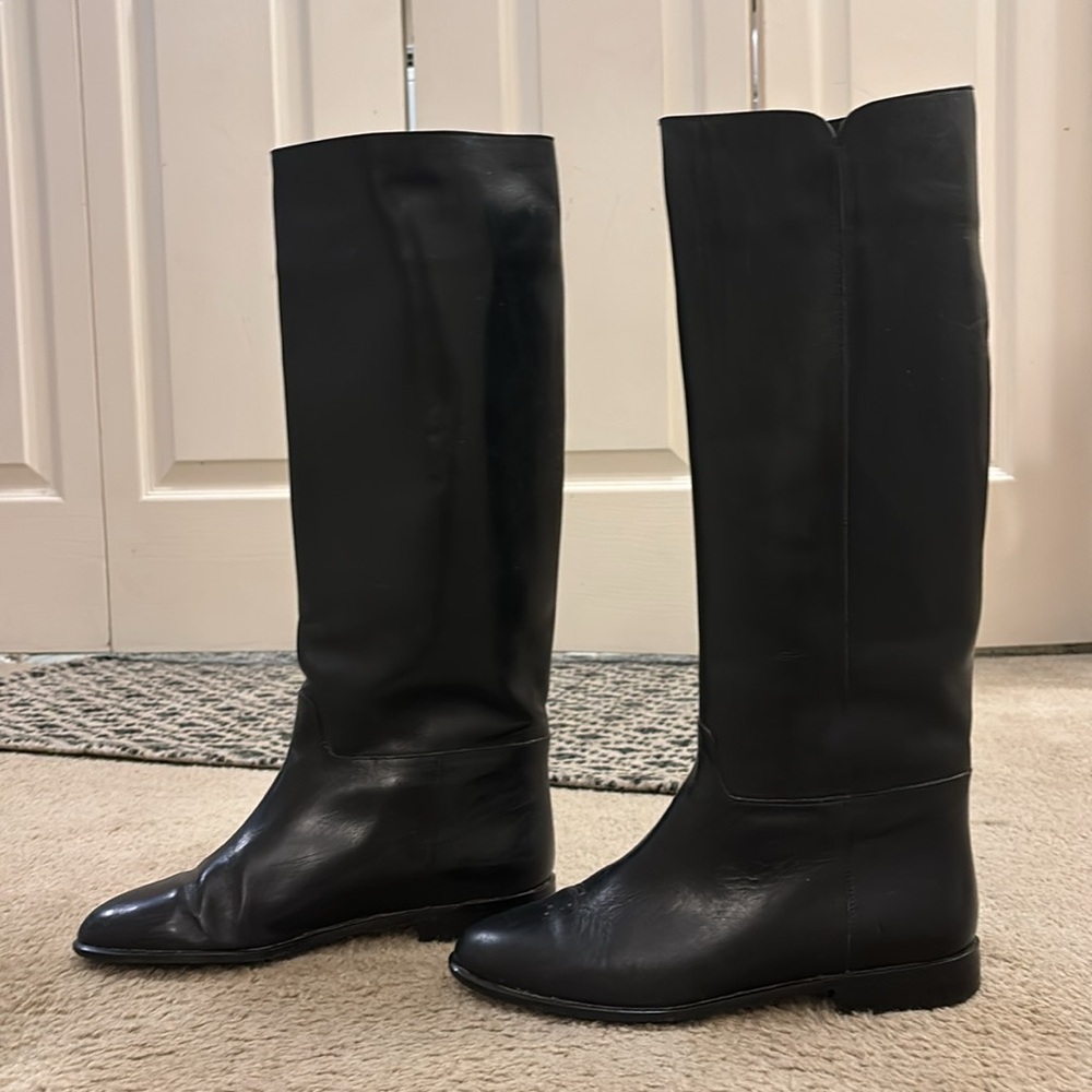 Vintage Talbots black Italian leather Riding boots. Circa 1986